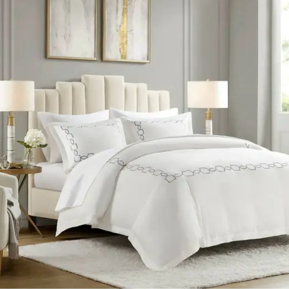 Croscill Home Villa 3 Piece Duvet Set Queen/Full Steel Gray